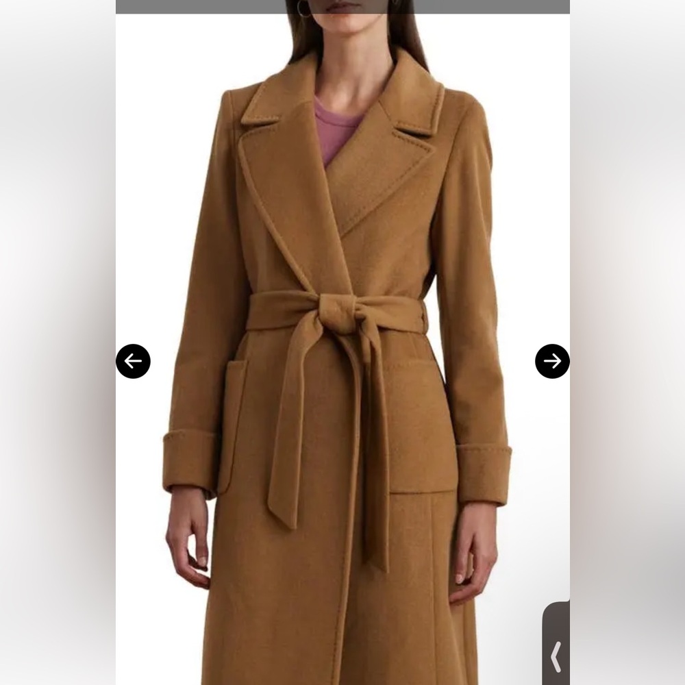NWT Lauren Ralph Lauren Double-Faced Wool Wrap Coat Honey Tan Belted Size 16 - Picture 14 of 14